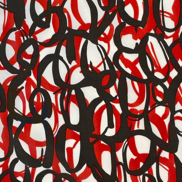 Elle Women's Abstract Print Pleated Neckline Short Sleeve Top Red Black Size S - Picture 2 of 11